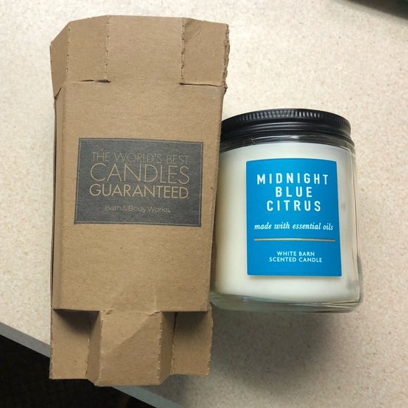 NWT Bath & Body Works Single Wick Candle MIDNIGHT BLUE CITRUS - Picture 3 of 3